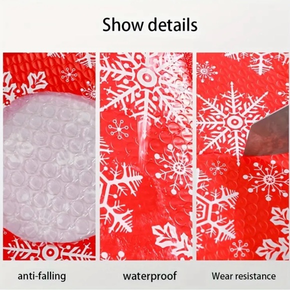 10 BUBBLE MAILERS & 10 STICKERS RED SNOWFLAKE approx 8”x12” SELF- ADHESIVE - Picture 5 of 10